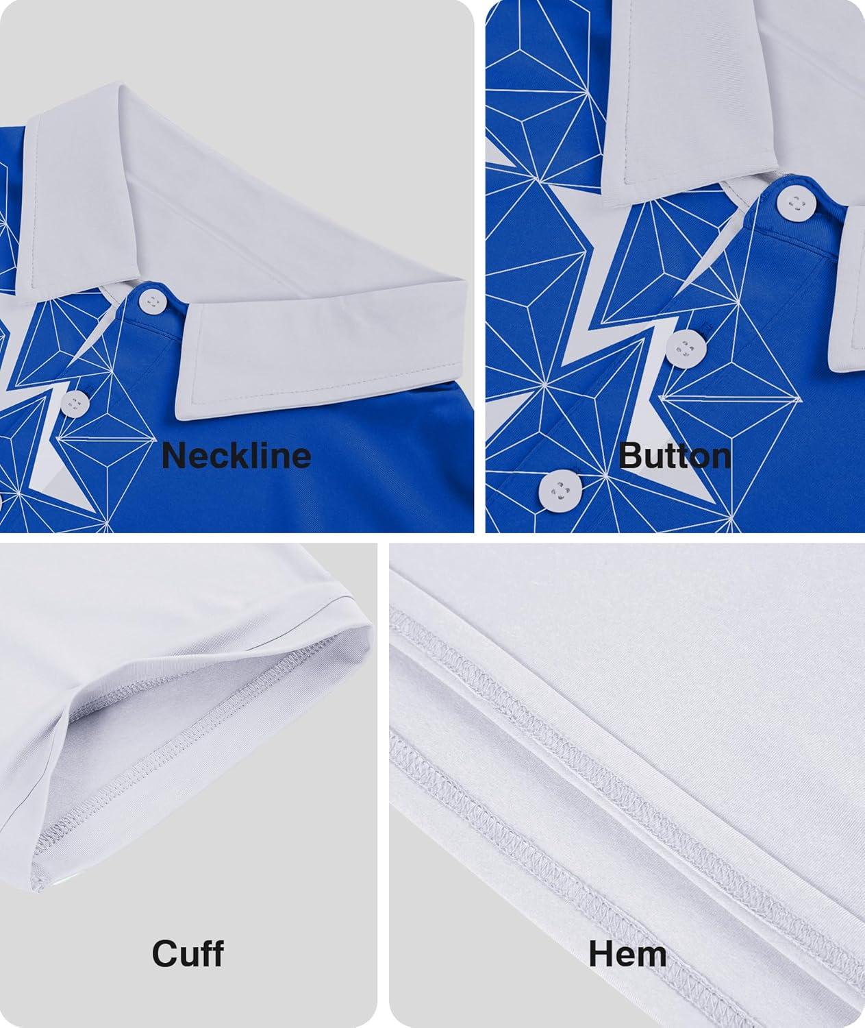 imageZITY Golf Polo Shirts for Men Short Sleeve Athletic Tennis TShirtWhite Blue
