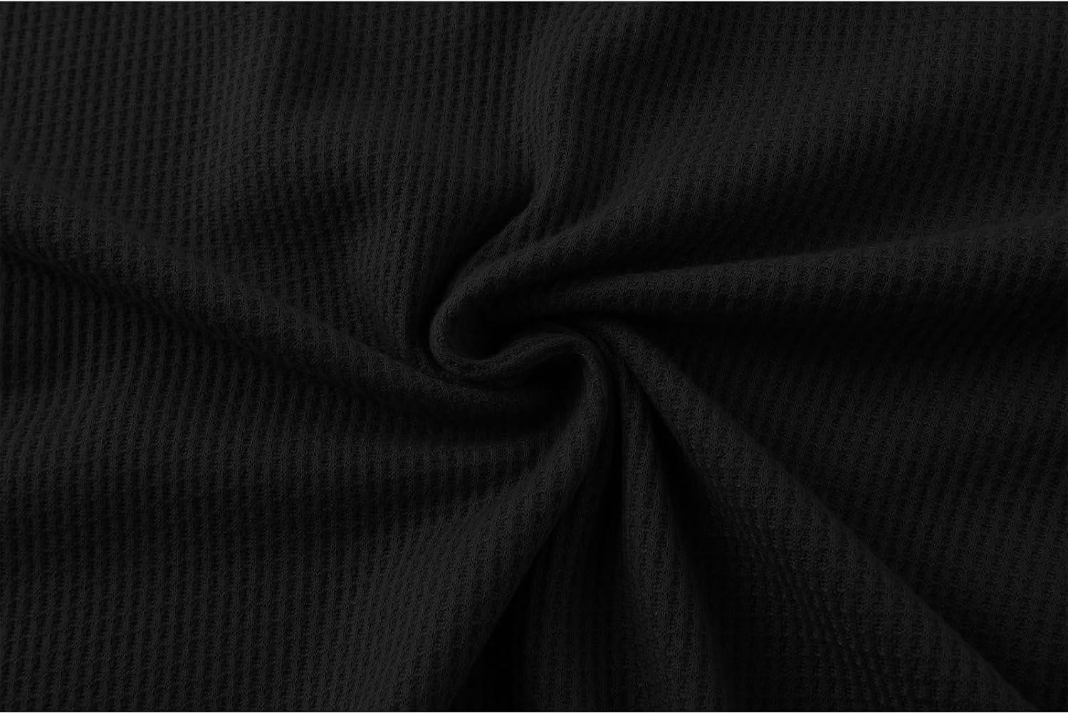 imageZITY Long Sleeve Henley Shirts for Men Casual Waffle Thermal Fashion Pullover 3Button TShirt with PocketAll Black