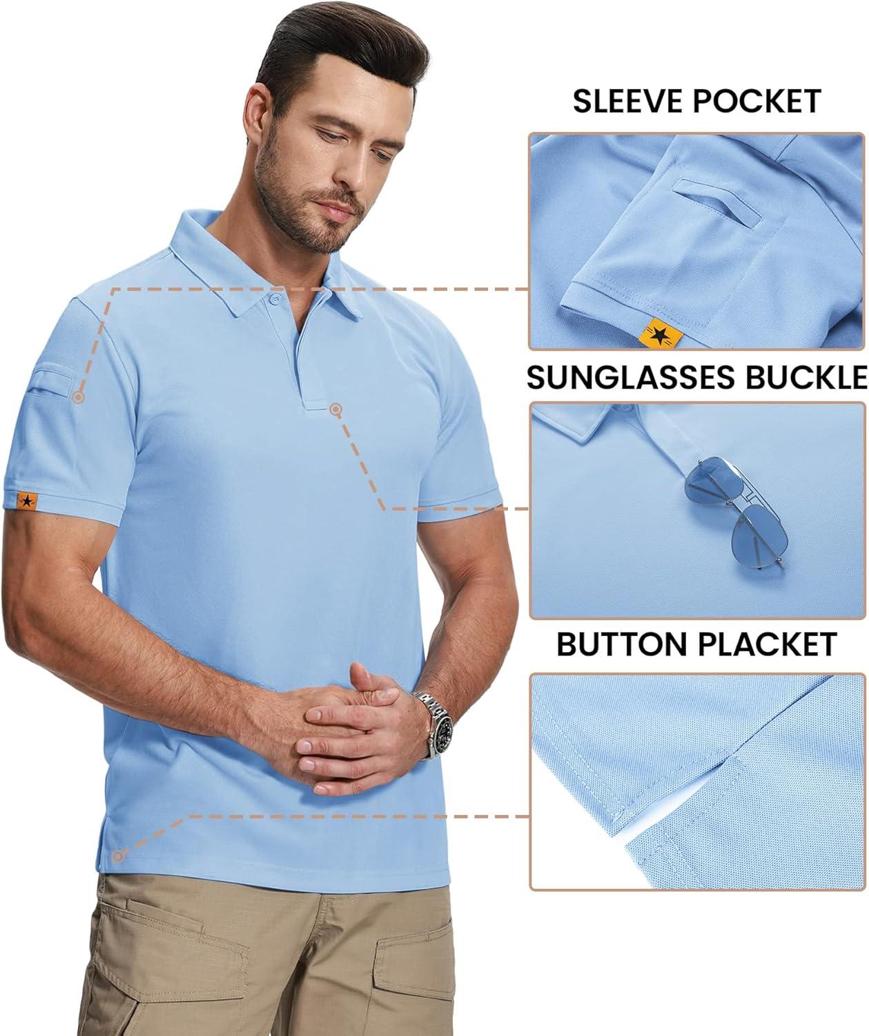 imageZITY Mens 2 Pack Polo Shirts Short Sleeve Performance Sports Golf Shirt for Men Tactical ShirtMoon Turquoise Blue