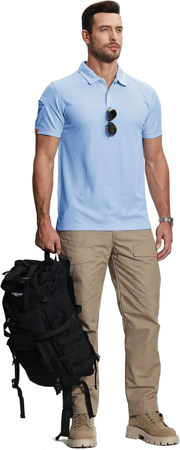 imageZITY Mens 2 Pack Polo Shirts Short Sleeve Performance Sports Golf Shirt for Men Tactical ShirtMoon Turquoise Blue