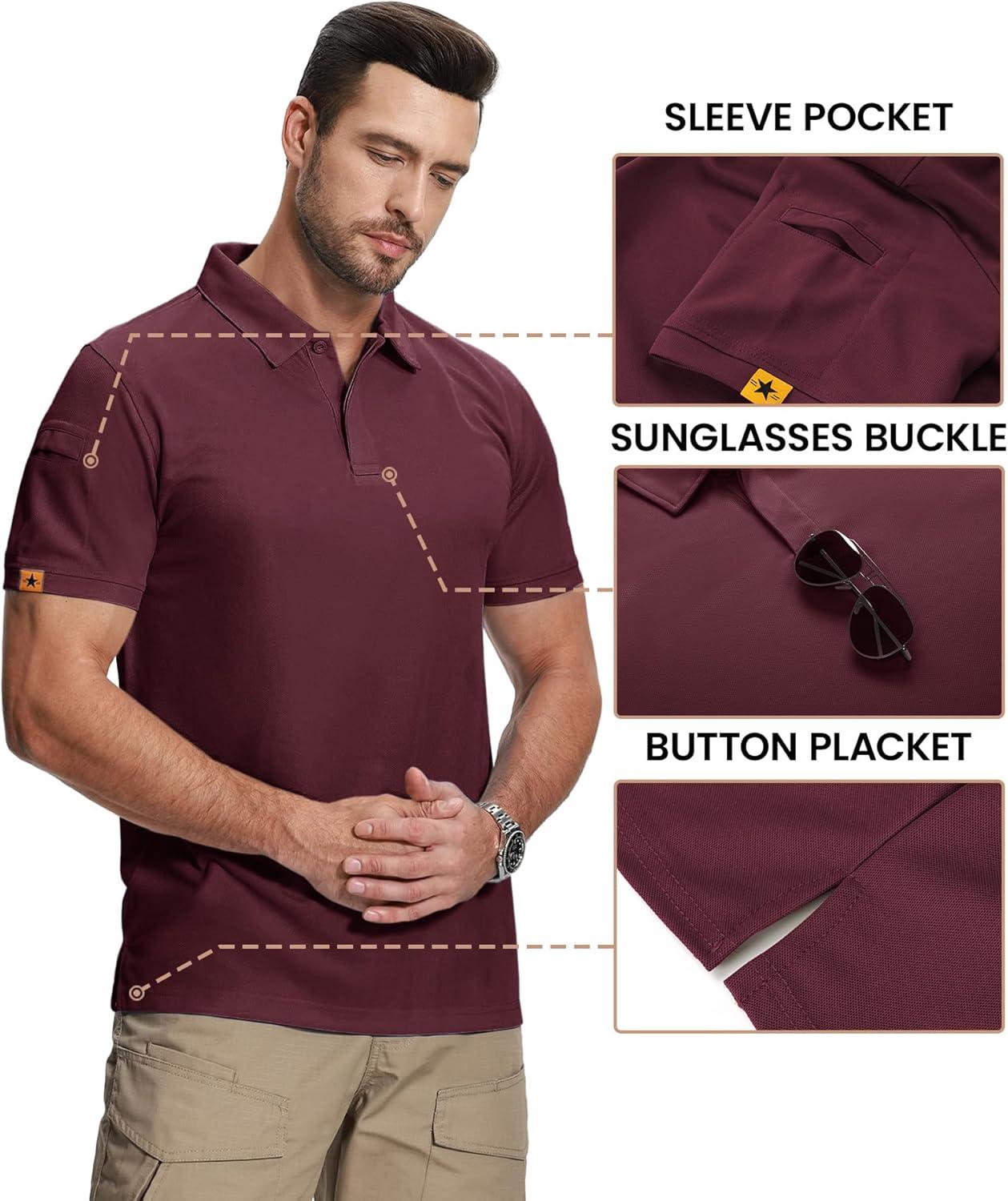 imageZITY Mens 2 Pack Polo Shirts Short Sleeve Performance Sports Golf Shirt for Men Tactical ShirtTealblue Winered