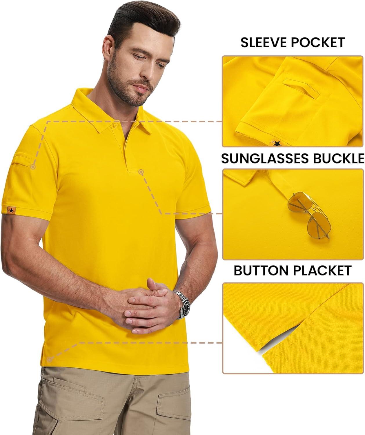 imageZITY Mens 2 Pack Polo Shirts Short Sleeve Performance Sports Golf Shirt for Men Tactical ShirtViolet Yellow