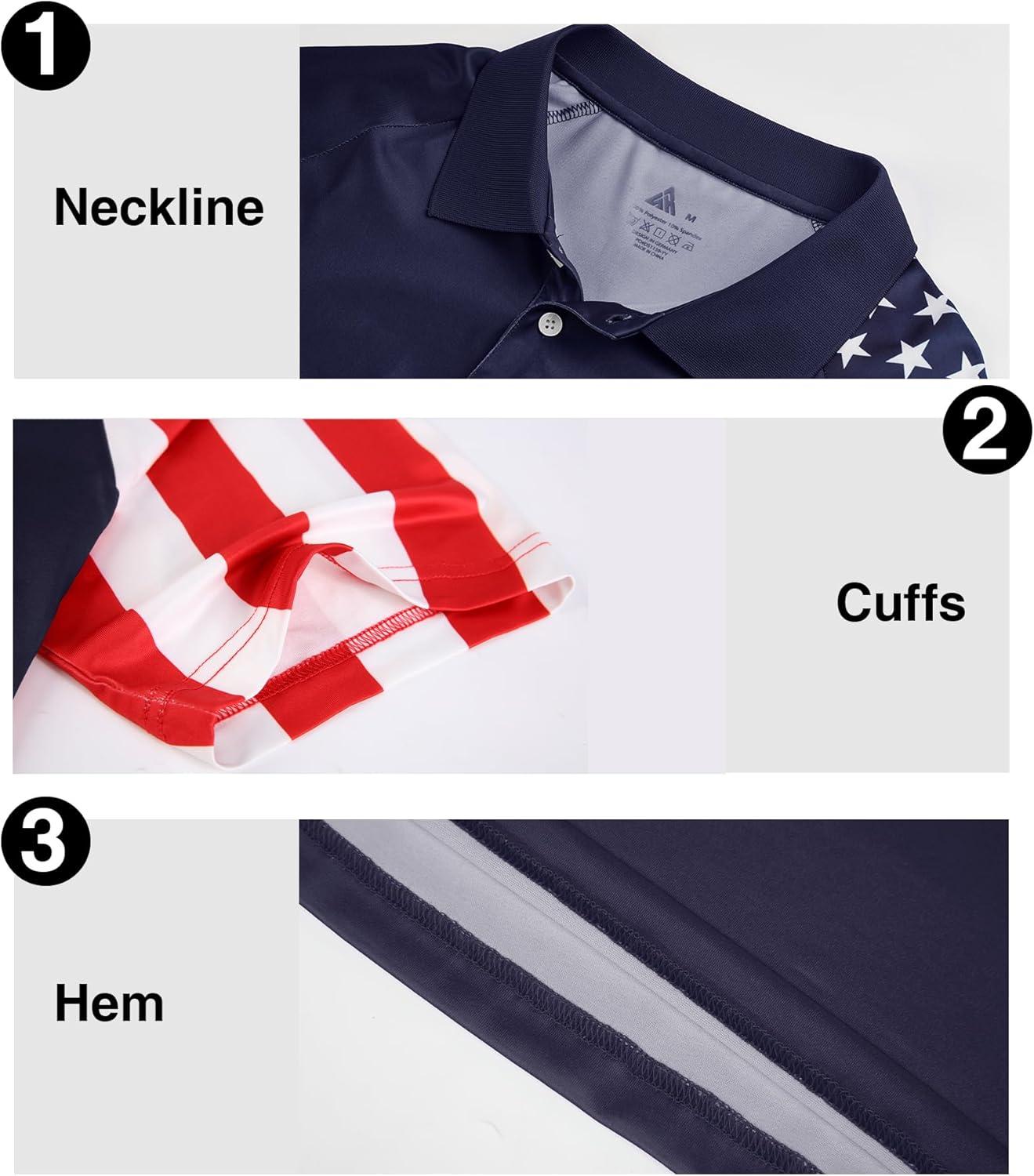 imageZITY Mens Flag Golf Polo Shirts Short Sleeve Tactical Collared Shirt Men Outdoor Moisture Wicking ShirtsDark Blue