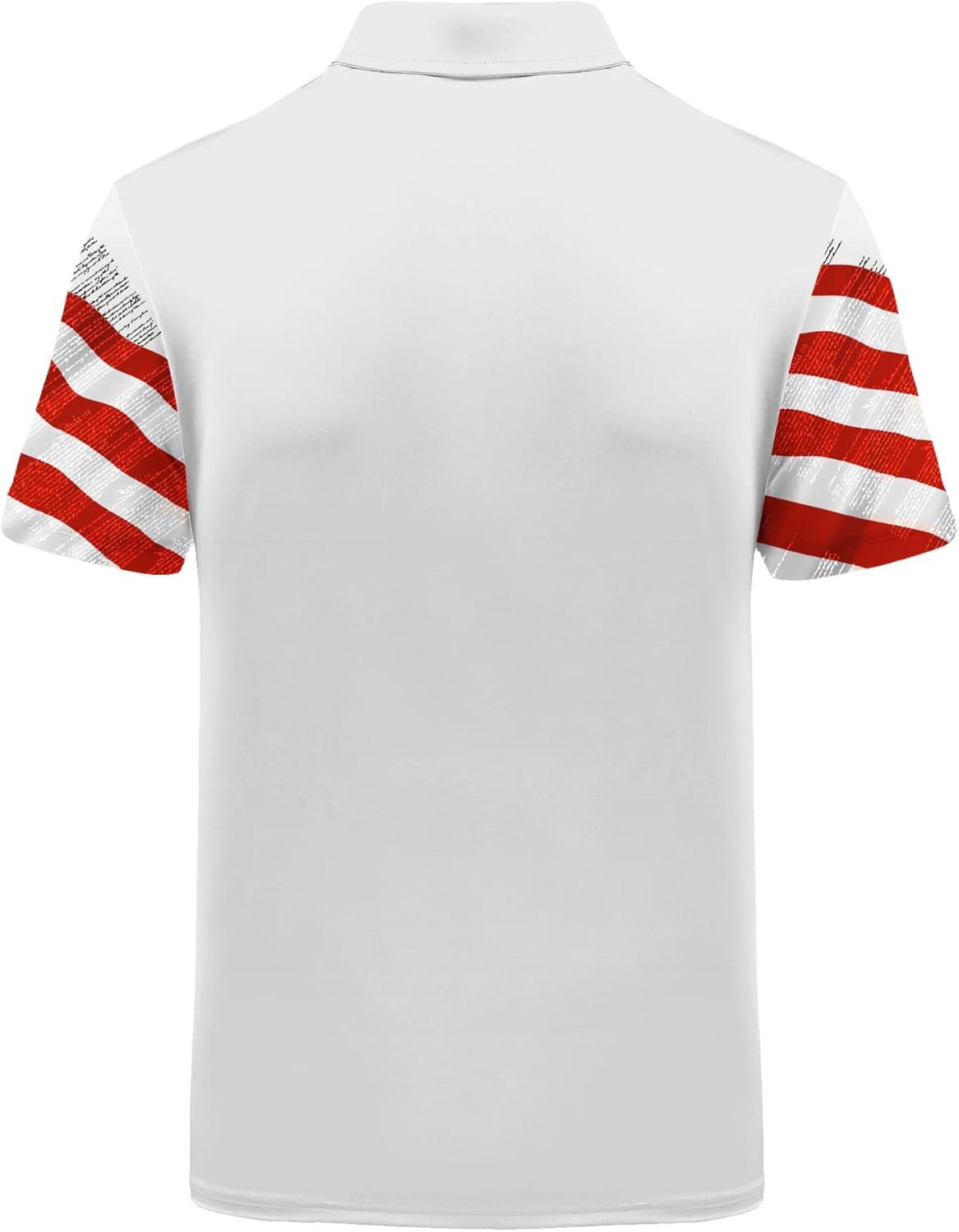 imageZITY Mens Flag Golf Polo Shirts Short Sleeve Tactical Collared Shirt Men Outdoor Moisture Wicking ShirtsLight Red