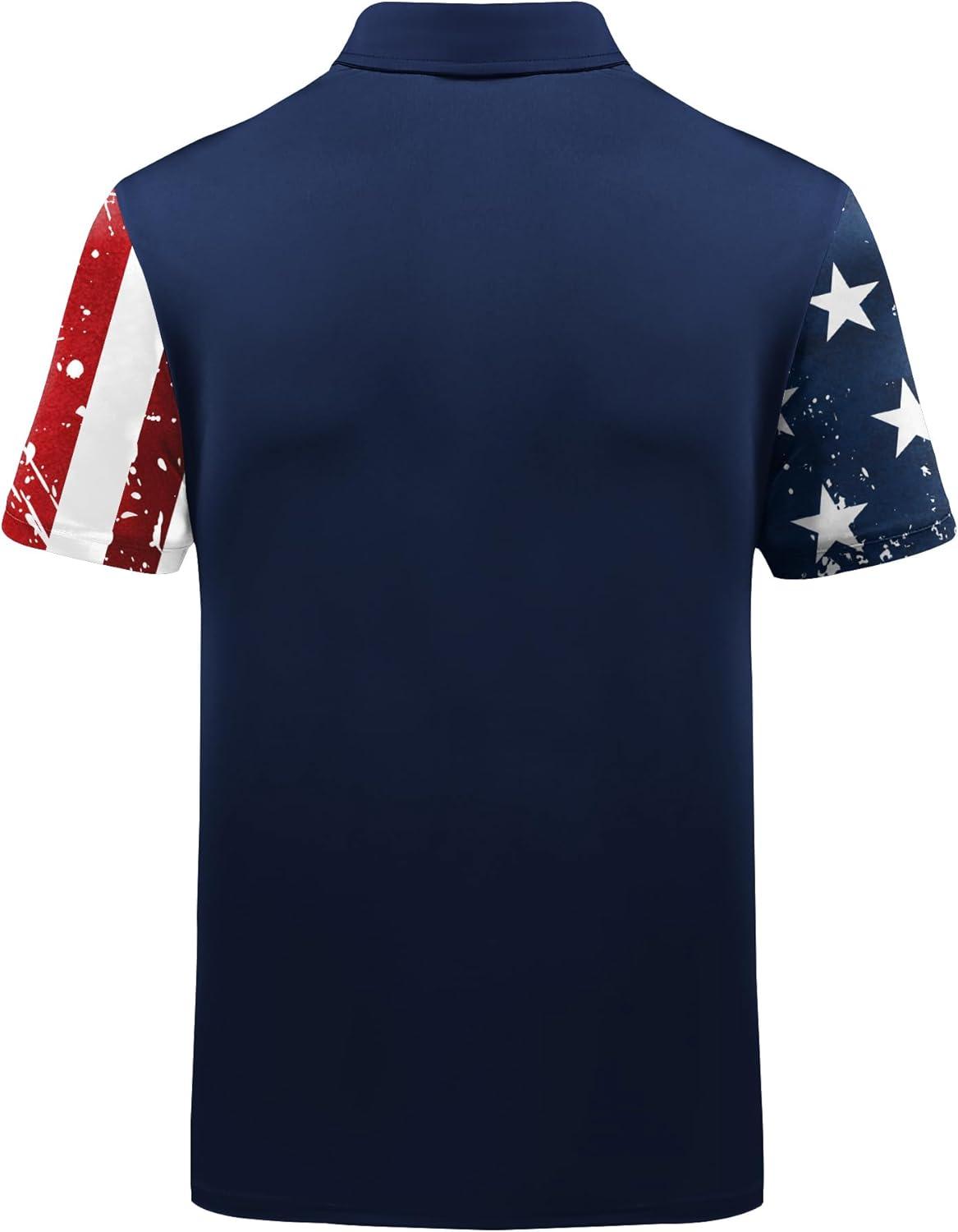 imageZITY Mens Flag Golf Polo Shirts Short Sleeve Tactical Collared Shirt Men Outdoor Moisture Wicking ShirtsWine Red