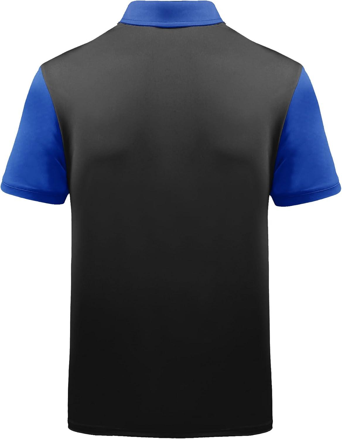 imageZITY Mens Golf Shirt Short Sleeve Sport Moisture Wicking Performance Print Golf Polo Shirts for Men Collared Casual TShirtDeep Blue