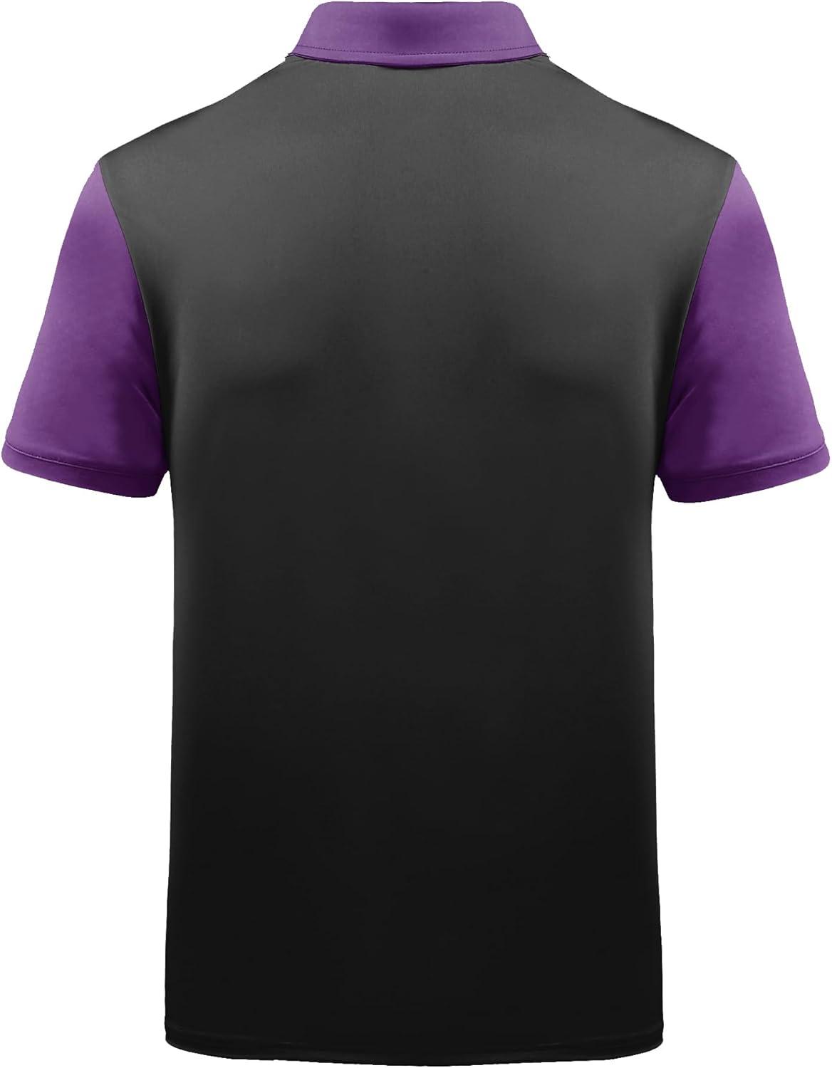 imageZITY Mens Golf Shirt Short Sleeve Sport Moisture Wicking Performance Print Golf Polo Shirts for Men Collared Casual TShirtDeep Purple