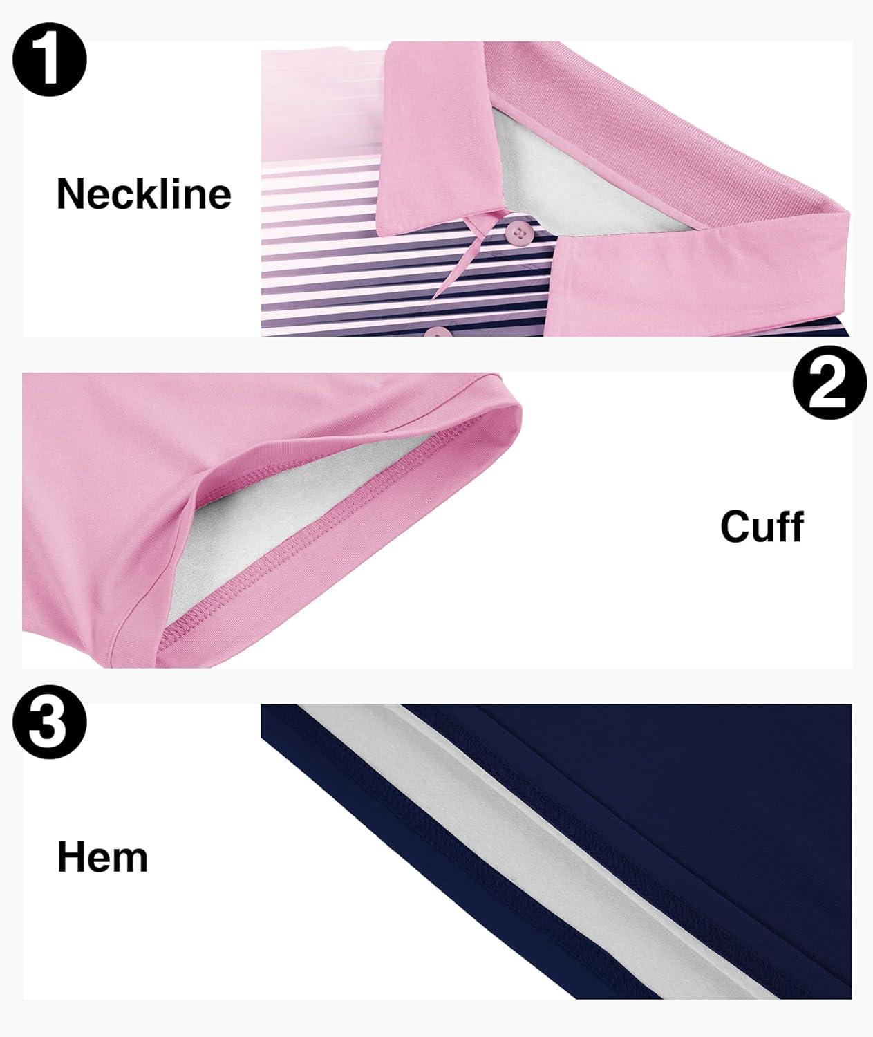 imageZITY Mens Golf Shirt Short Sleeve Sport Moisture Wicking Performance Print Golf Polo Shirts for Men Collared Casual TShirtPink Blue
