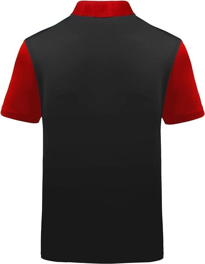 imageZITY Mens Golf Shirt Short Sleeve Sport Moisture Wicking Performance Print Golf Polo Shirts for Men Collared Casual TShirtRed White Black