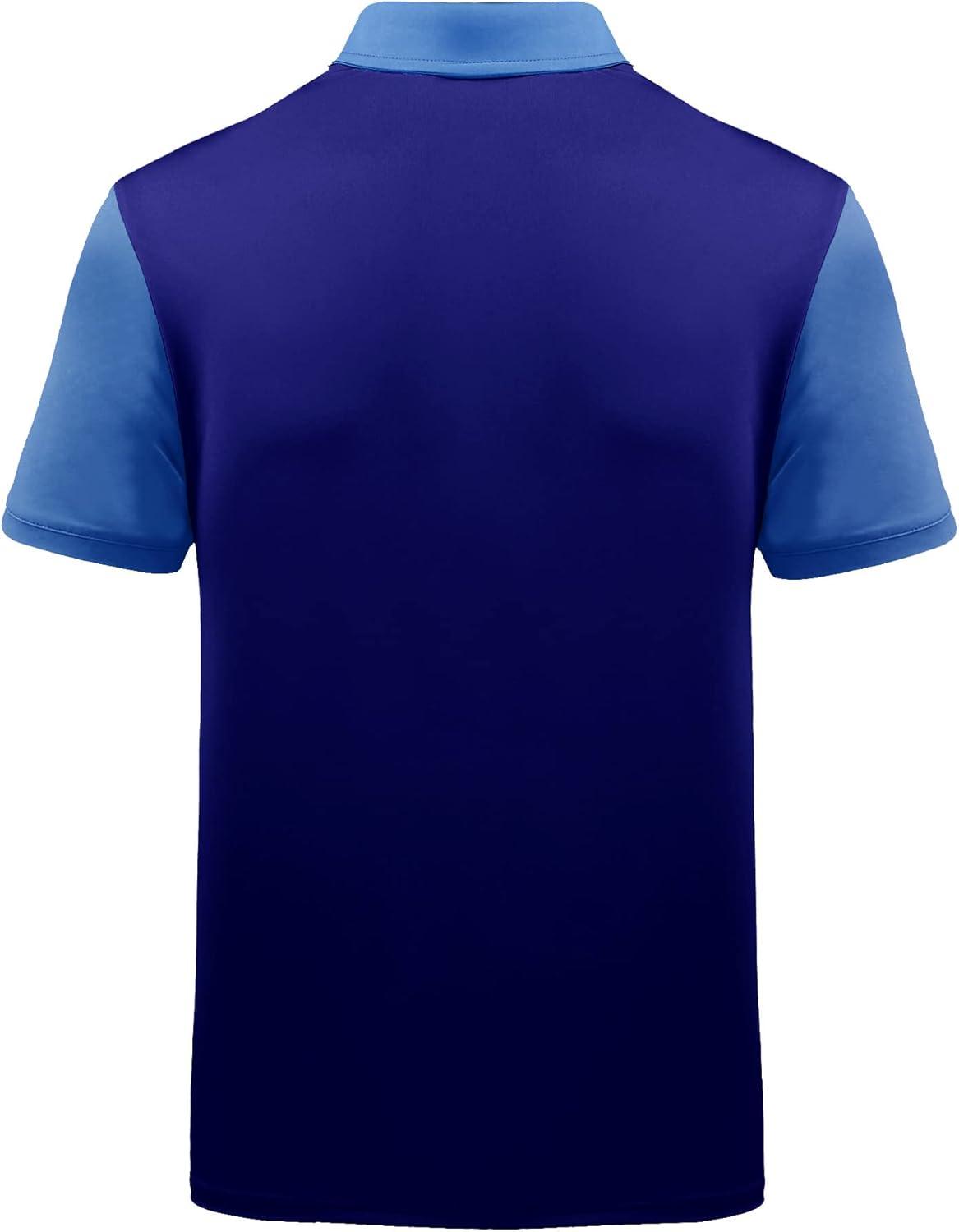 imageZITY Mens Golf Shirt Short Sleeve Sport Moisture Wicking Performance Print Golf Polo Shirts for Men Collared Casual TShirtSapphire Blue