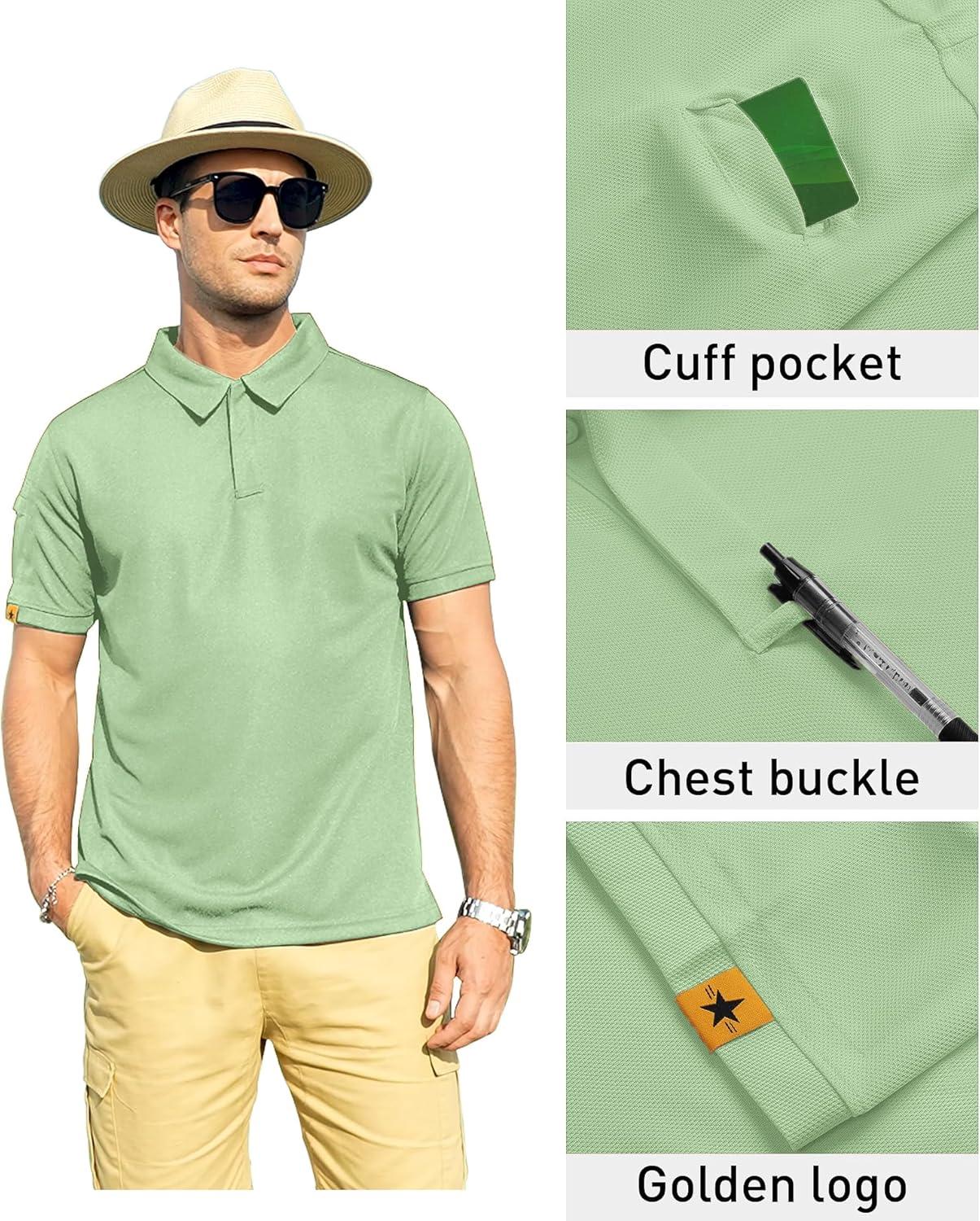 imageZITY Mens Polo Shirt Short Sleeve Sports Tactical TShirt Athletic Golf Polos Daily Casual Stylish Collared Shirts for MenAsh Green