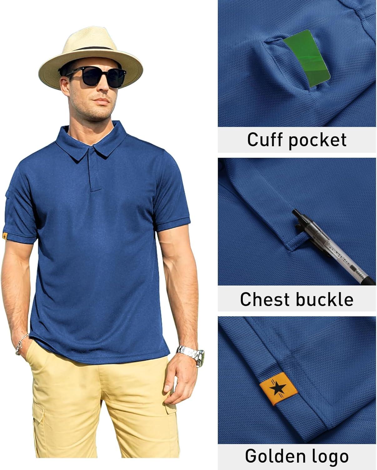 imageZITY Mens Polo Shirt Short Sleeve Sports Tactical TShirt Athletic Golf Polos Daily Casual Stylish Collared Shirts for MenBlue