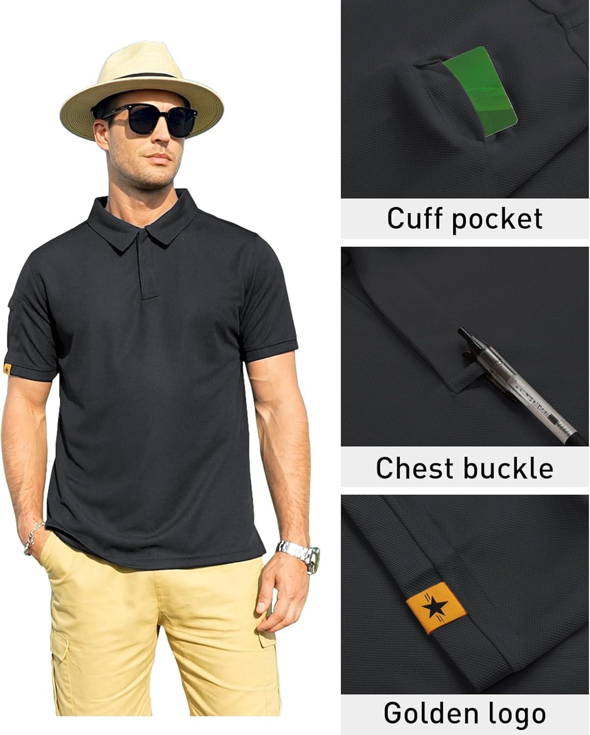 imageZITY Mens Polo Shirt Short Sleeve Sports Tactical TShirt Athletic Golf Polos Daily Casual Stylish Collared Shirts for MenDark Grey