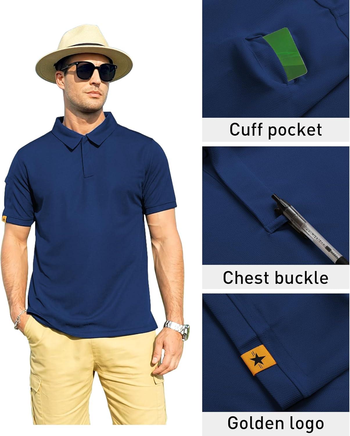 imageZITY Mens Polo Shirt Short Sleeve Sports Tactical TShirt Athletic Golf Polos Daily Casual Stylish Collared Shirts for MenDeep Royal