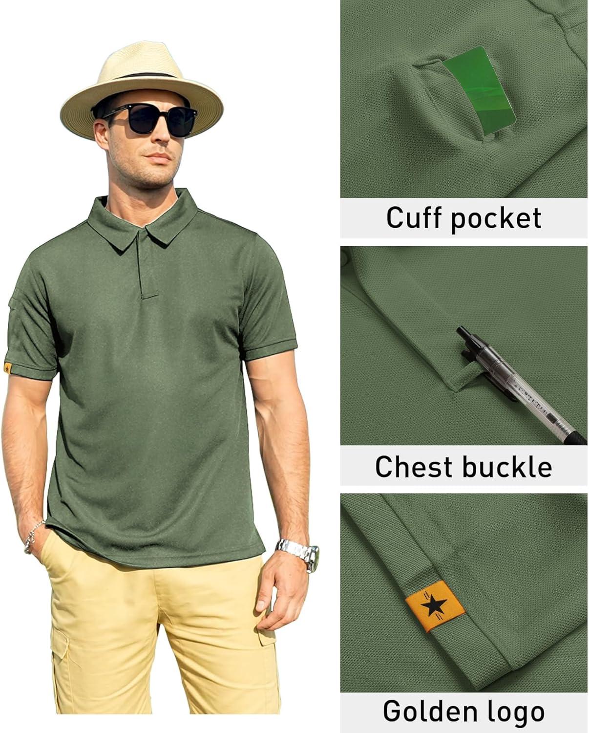 imageZITY Mens Polo Shirt Short Sleeve Sports Tactical TShirt Athletic Golf Polos Daily Casual Stylish Collared Shirts for MenGreen