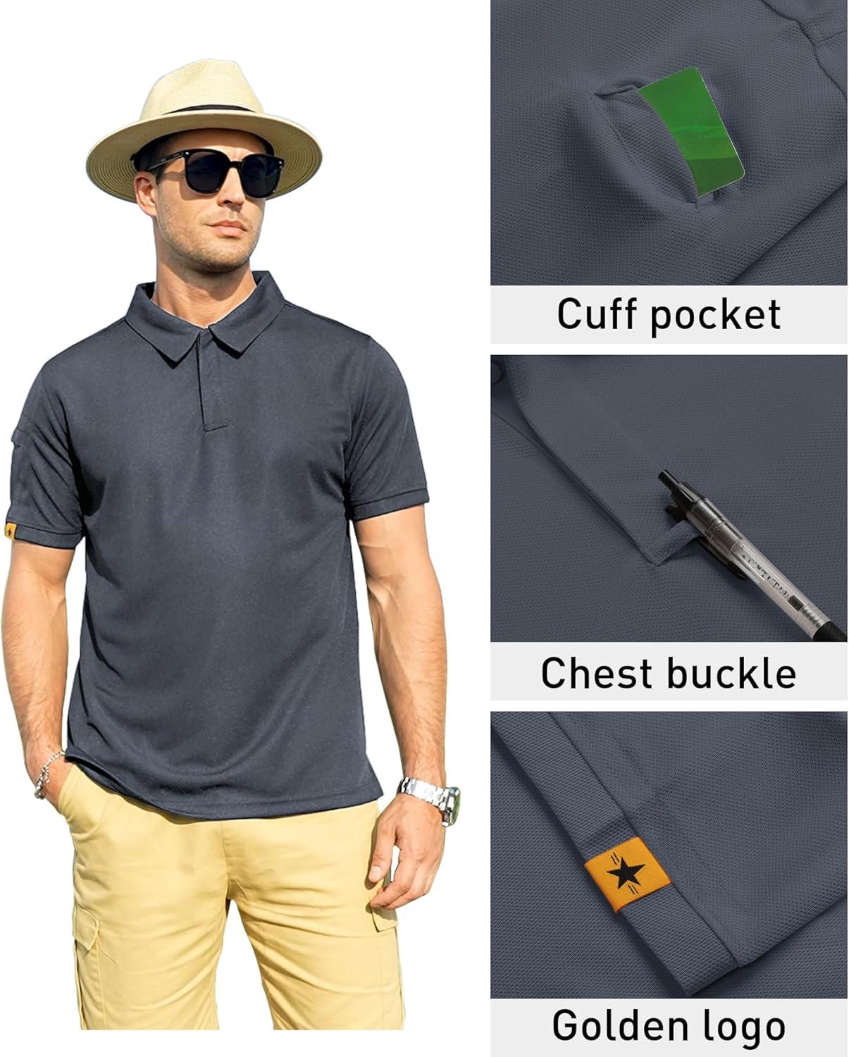 imageZITY Mens Polo Shirt Short Sleeve Sports Tactical TShirt Athletic Golf Polos Daily Casual Stylish Collared Shirts for MenGrey