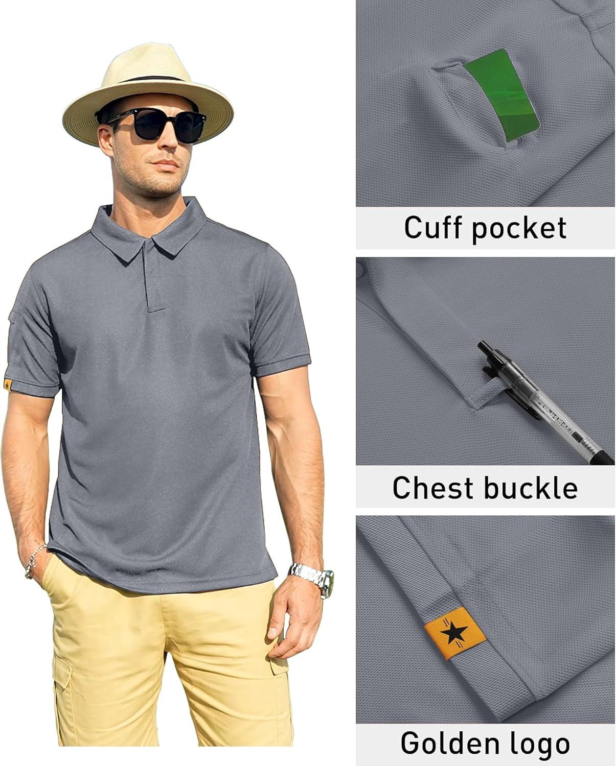 imageZITY Mens Polo Shirt Short Sleeve Sports Tactical TShirt Athletic Golf Polos Daily Casual Stylish Collared Shirts for MenLight Grey