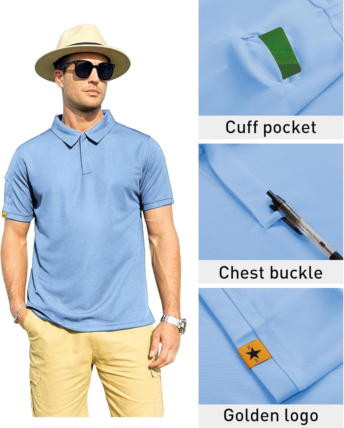 imageZITY Mens Polo Shirt Short Sleeve Sports Tactical TShirt Athletic Golf Polos Daily Casual Stylish Collared Shirts for MenMoonblue