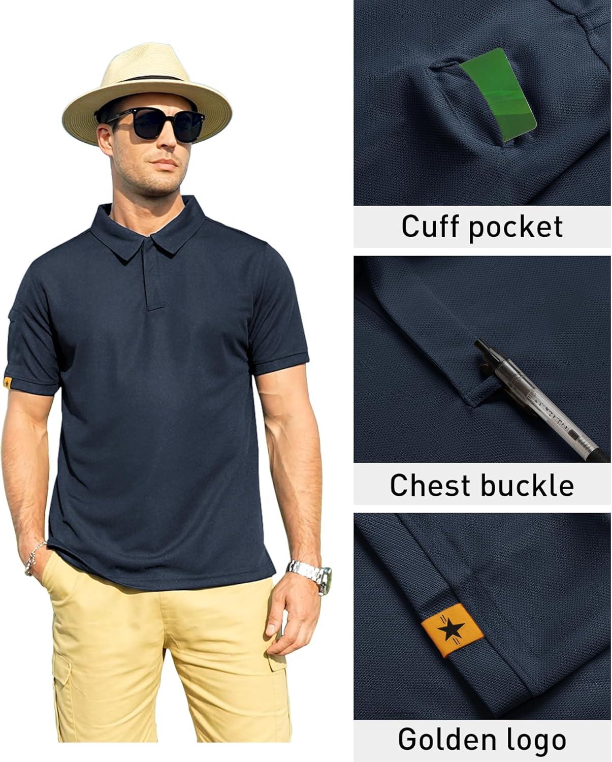 imageZITY Mens Polo Shirt Short Sleeve Sports Tactical TShirt Athletic Golf Polos Daily Casual Stylish Collared Shirts for MenNavy