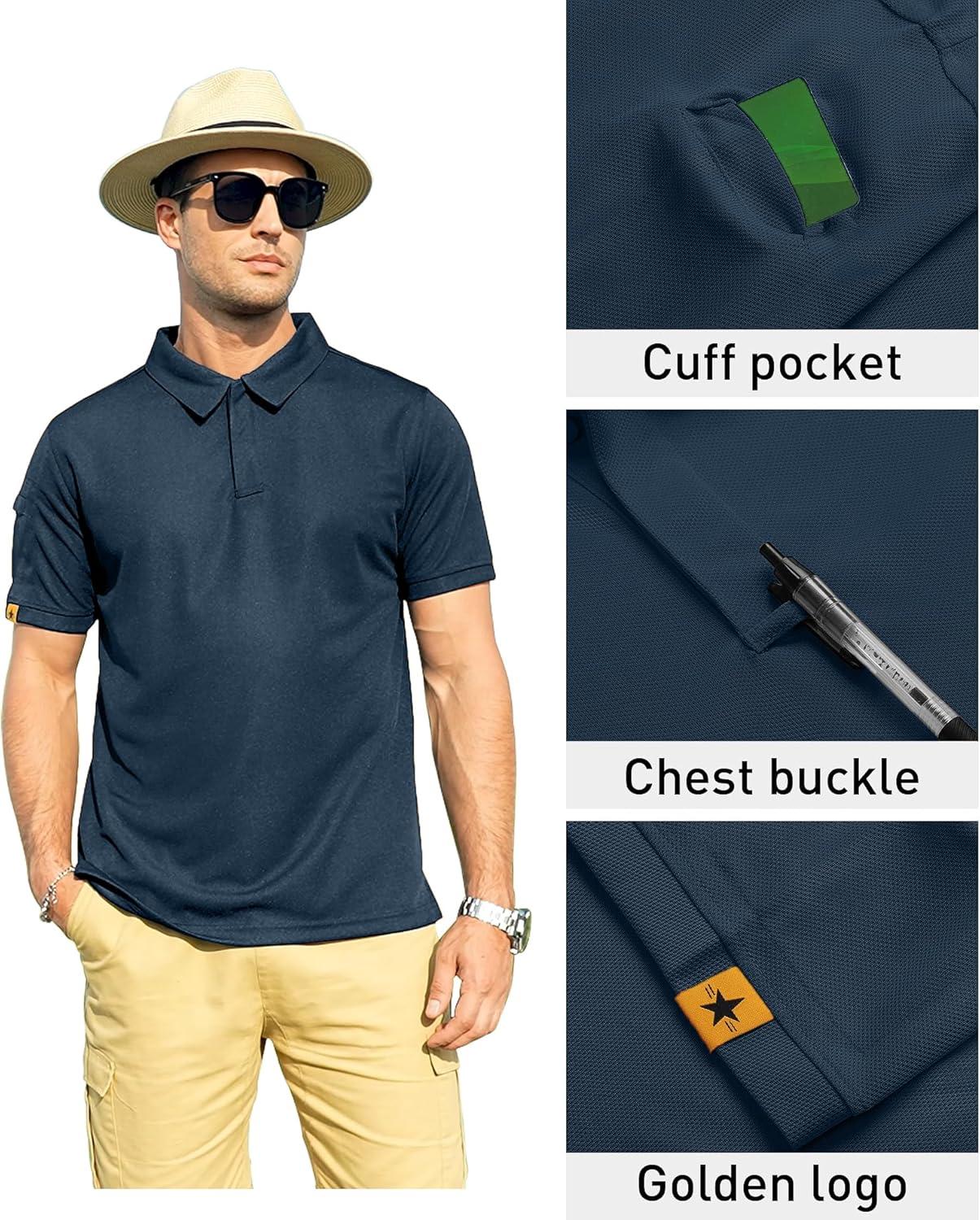 imageZITY Mens Polo Shirt Short Sleeve Sports Tactical TShirt Athletic Golf Polos Daily Casual Stylish Collared Shirts for MenNavy Blue