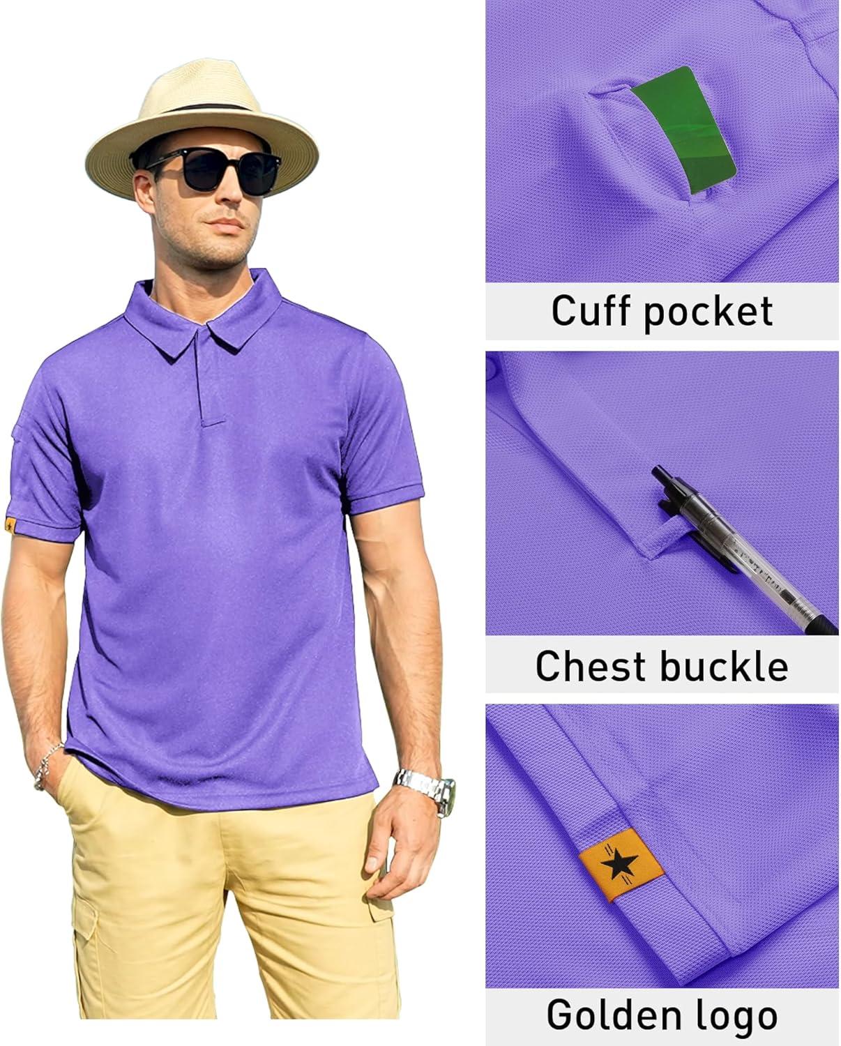 imageZITY Mens Polo Shirt Short Sleeve Sports Tactical TShirt Athletic Golf Polos Daily Casual Stylish Collared Shirts for MenPurple