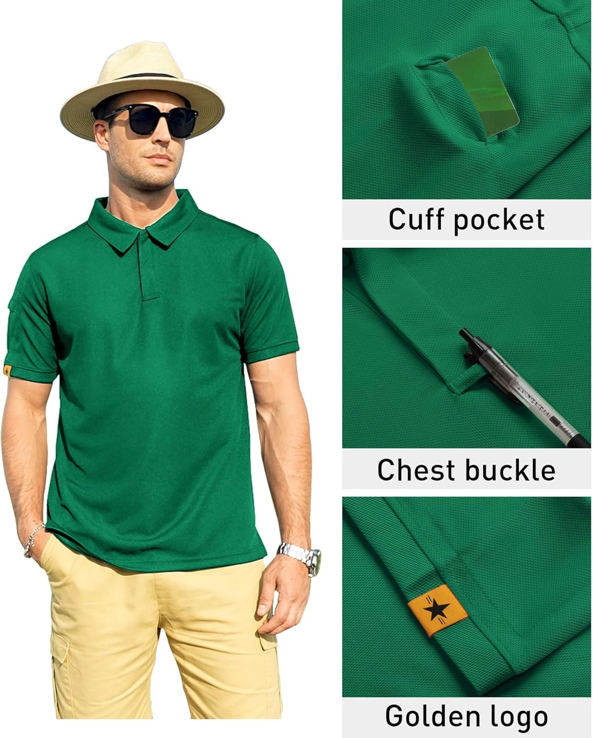 imageZITY Mens Polo Shirt Short Sleeve Sports Tactical TShirt Athletic Golf Polos Daily Casual Stylish Collared Shirts for MenViridian