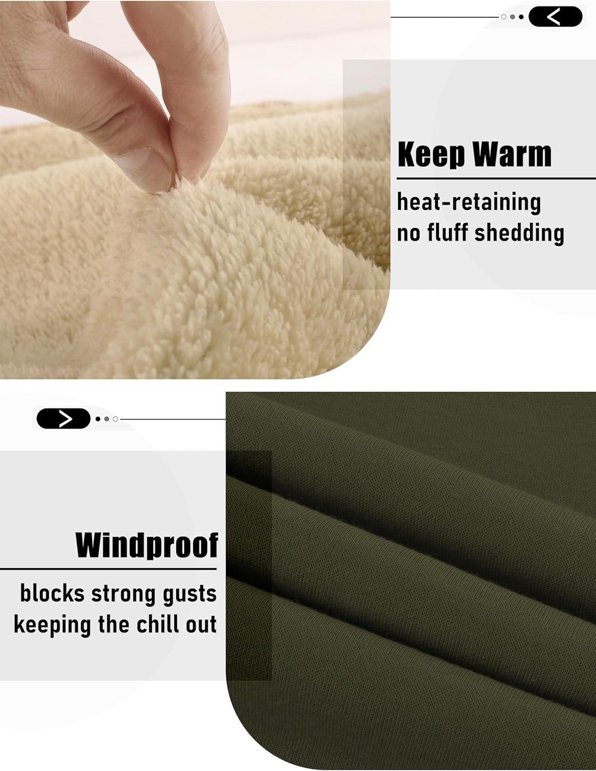 imageZITY Mens Sherpa Lined Hoodie Sweatshirts Heavy Pullover Kangaroo Pocket Winter Windproof Warm Fleece Hoodie AthleticArmy Green