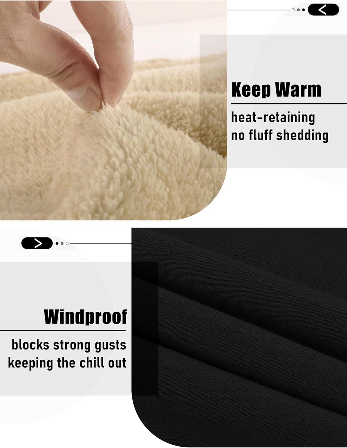 imageZITY Mens Sherpa Lined Hoodie Sweatshirts Heavy Pullover Kangaroo Pocket Winter Windproof Warm Fleece Hoodie AthleticBlack