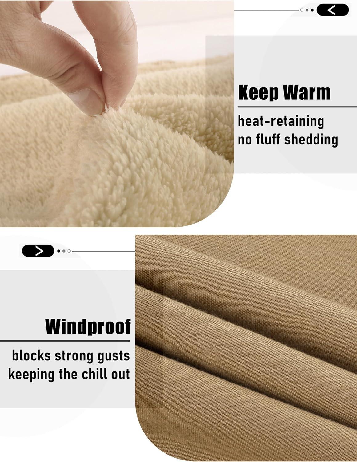 imageZITY Mens Sherpa Lined Hoodie Sweatshirts Heavy Pullover Kangaroo Pocket Winter Windproof Warm Fleece Hoodie AthleticLight Brown