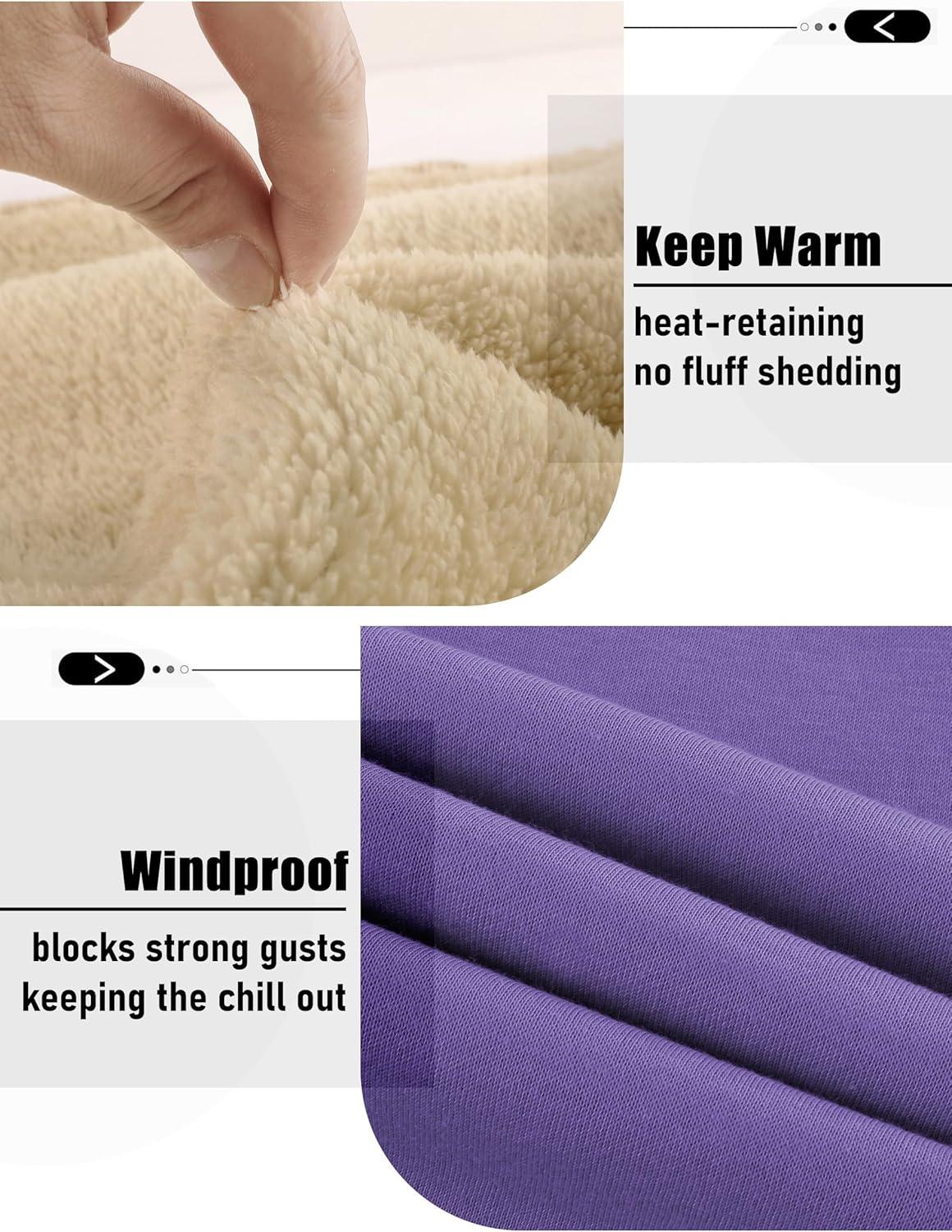 imageZITY Mens Sherpa Lined Hoodie Sweatshirts Heavy Pullover Kangaroo Pocket Winter Windproof Warm Fleece Hoodie AthleticPurple
