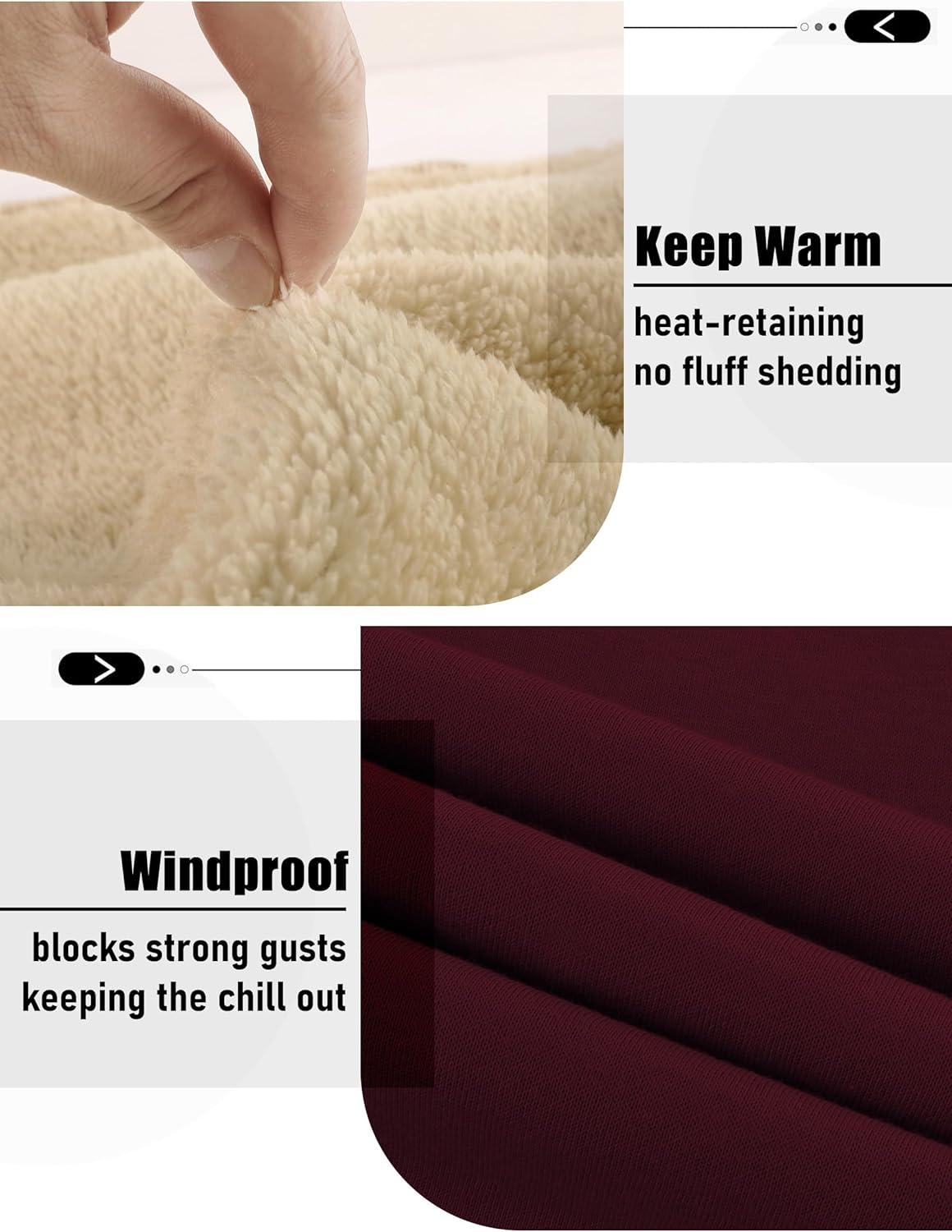 imageZITY Mens Sherpa Lined Hoodie Sweatshirts Heavy Pullover Kangaroo Pocket Winter Windproof Warm Fleece Hoodie AthleticWine Red