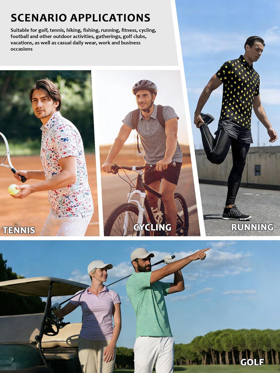 imageZITY Select Golf Shirts for Men Short Sleeve UPF 50 Print Performance Polo Moisture Wicking Funny Golf Collared ShirtsBlack White Dot Texture