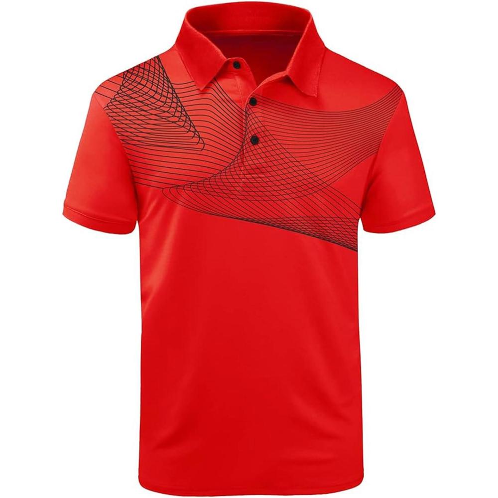 imageZITY Golf Polo Shirts for Men Short Sleeve Athletic Tennis TShirtRed Black