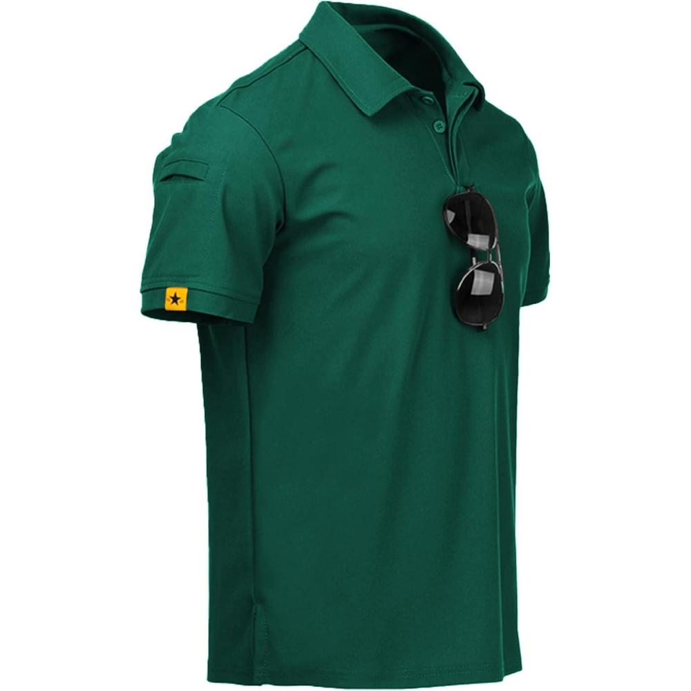 imageZITY Mens Polo Shirt Short Sleeve Sports Tactical TShirt Athletic Golf Polos Daily Casual Stylish Collared Shirts for MenForest Green