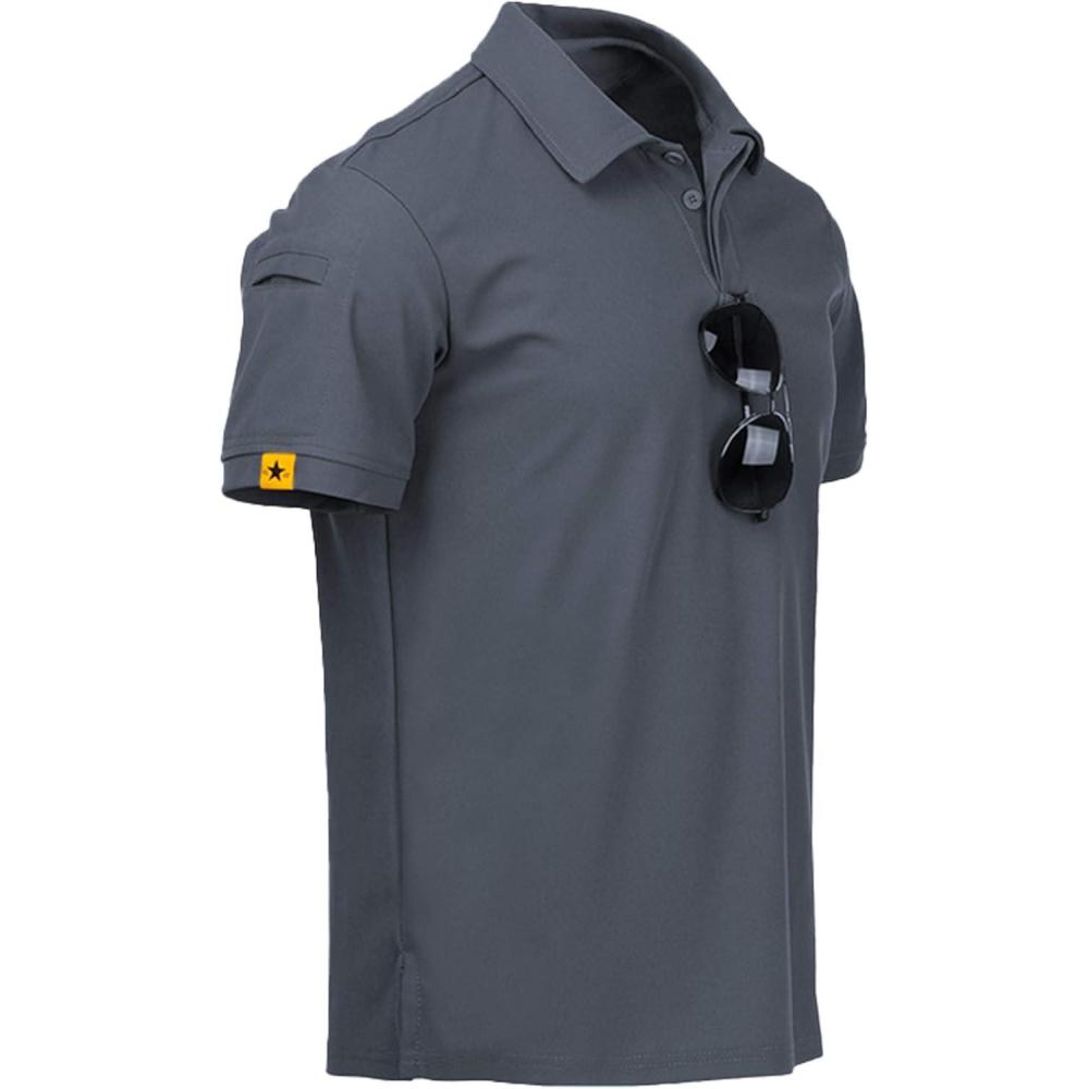 imageZITY Mens Polo Shirt Short Sleeve Sports Tactical TShirt Athletic Golf Polos Daily Casual Stylish Collared Shirts for MenGrey