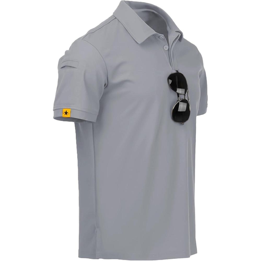 imageZITY Mens Polo Shirt Short Sleeve Sports Tactical TShirt Athletic Golf Polos Daily Casual Stylish Collared Shirts for MenLight Grey