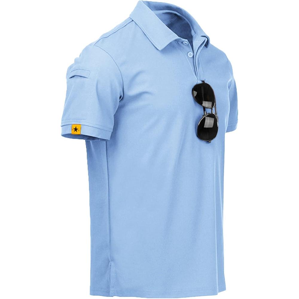 imageZITY Mens Polo Shirt Short Sleeve Sports Tactical TShirt Athletic Golf Polos Daily Casual Stylish Collared Shirts for MenMoonblue