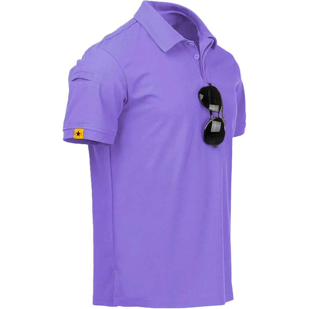 imageZITY Mens Polo Shirt Short Sleeve Sports Tactical TShirt Athletic Golf Polos Daily Casual Stylish Collared Shirts for MenPurple