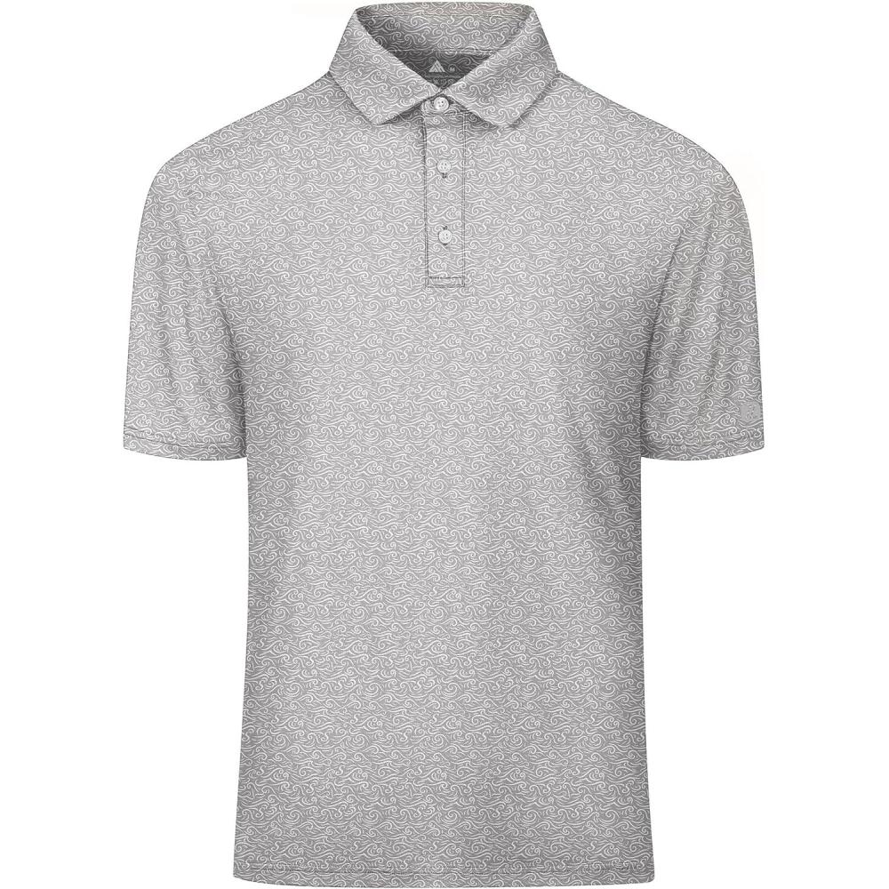 imageZITY Select Golf Shirts for Men Short Sleeve UPF 50 Print Performance Polo Moisture Wicking Funny Golf Collared ShirtsWhite Wave