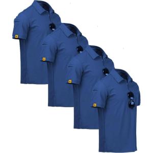ZITY 4 Pack Mens Polo Shirt Short Sleeve Sports Golf Tennis T-Shirt Athletic Collared Tactical Shirts(Dark Blue)
