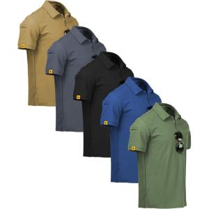 ZITY 5 Pack Mens Polo Shirt Short Sleeve Sports Golf Tennis T-Shirt Moisture-Wicking Summer Shirts(5pc)