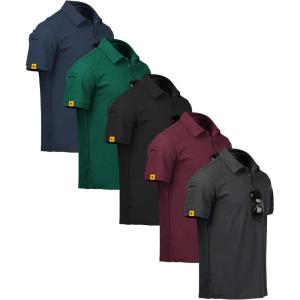 ZITY 5 Pack Mens Polo Shirt Short Sleeve Sports Golf Tennis T-Shirt Moisture-Wicking Summer Shirts(Darkblue Forest Black Wine Deepgrey)
