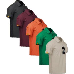 ZITY 5 Pack Mens Polo Shirt Short Sleeve Sports Golf Tennis T-Shirt Moisture-Wicking Summer Shirts(Darkgray Grass Lightkhaki Orange Wine)
