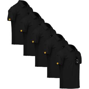 ZITY 5 Pack Mens Polo Shirt Short Sleeve Sports Golf Tennis T-Shirt Moisture-Wicking Summer Shirts(Pure Black)