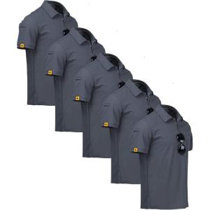 ZITY 5 Pack Mens Polo Shirt Short Sleeve Sports Golf Tennis T-Shirt Moisture-Wicking Summer Shirts(Pure Grey)