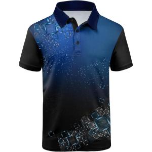 ZITY Golf Polo Shirts for Men Short Sleeve Athletic Tennis T-Shirt(Block Blue)