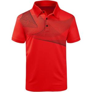 ZITY Golf Polo Shirts for Men Short Sleeve Athletic Tennis T-Shirt(Red Black)