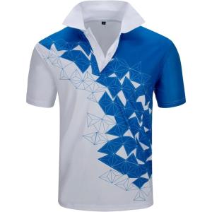 ZITY Golf Polo Shirts for Men Short Sleeve Athletic Tennis T-Shirt(White Blue)