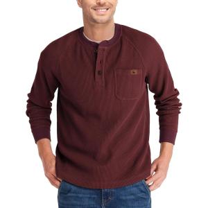 ZITY Long Sleeve Henley Shirts for Men Casual Waffle Thermal Fashion Pullover 3-Button T-Shirt with Pocket(Z-burgundy)