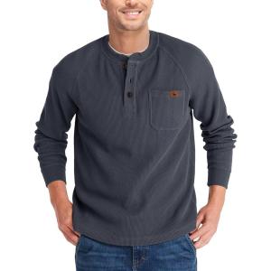 ZITY Long Sleeve Henley Shirts for Men Casual Waffle Thermal Fashion Pullover 3-Button T-Shirt with Pocket(Z-dark Grey)